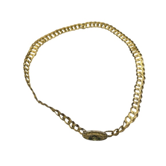 Vintage Gold Chain Belt Necklace Enamel Medallion Heavy 94g Statement main image 9
